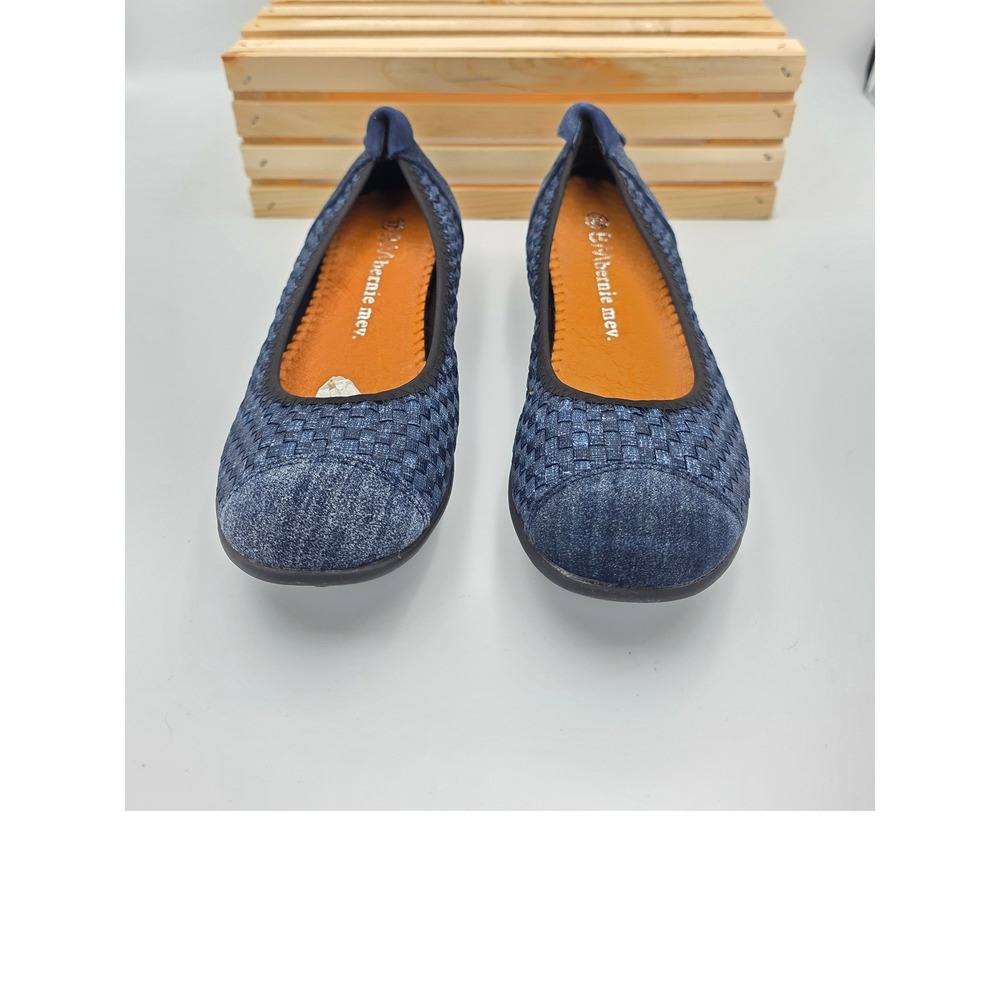 Bernie Mev‎ Bella Me Flats Women 37 6 Blue Woven Metallic Comfort Slip On
